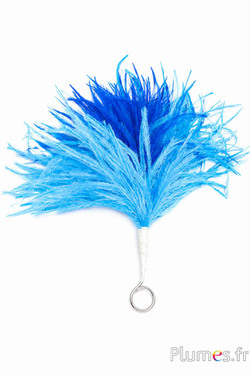 Pluim struisvogel met ring - hoogte 18 cm - blauw-turquoise